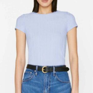 Frame Ribbed Shrunken Tee Oxford Blue Baby Tee Small